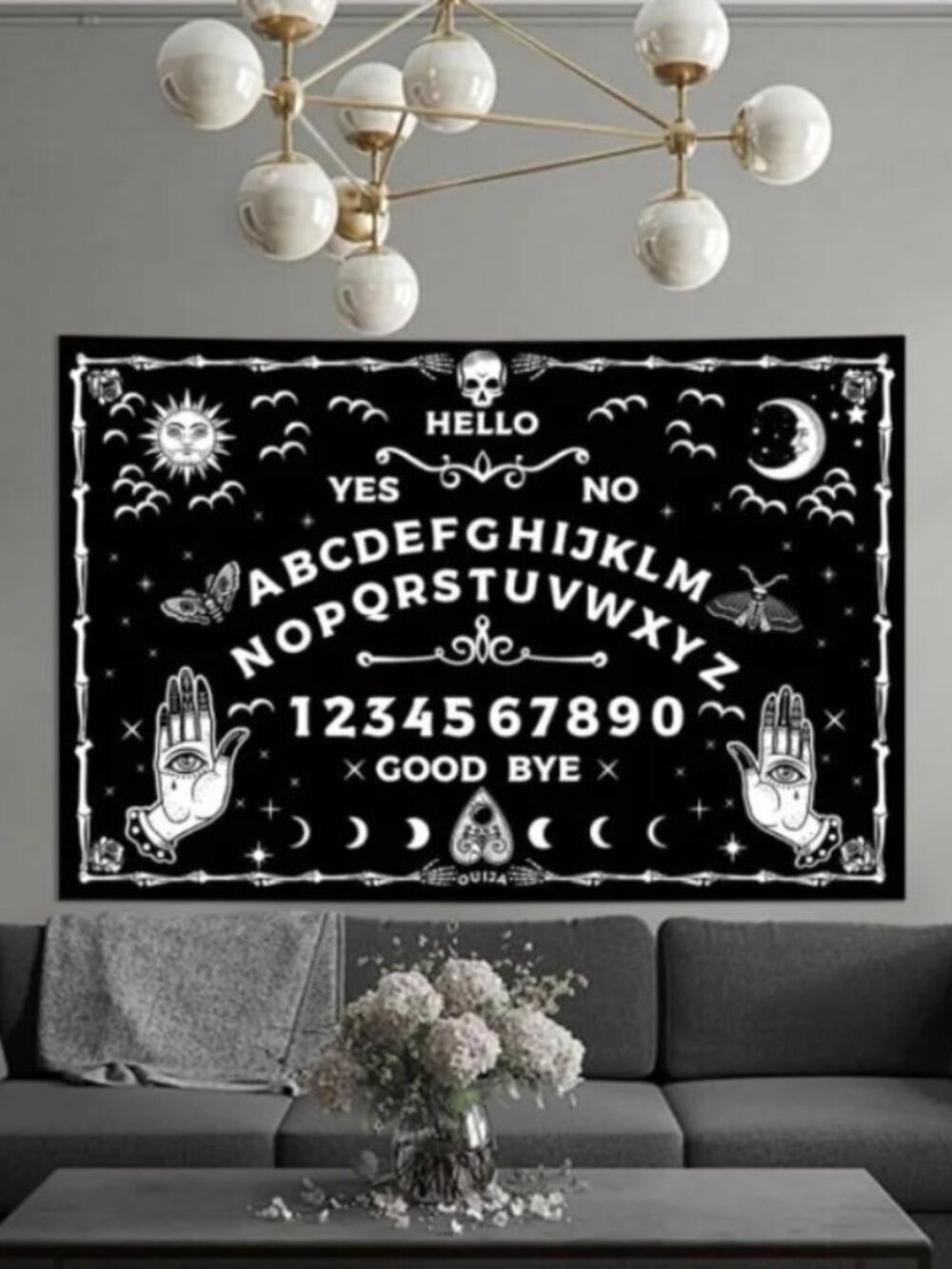 24x36 Inch Gothic Ouija Board Tapestry Witchy Spiritual Wall Hanging